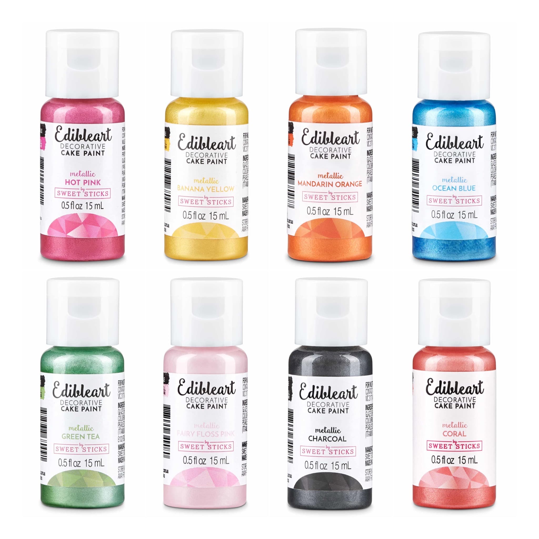 Edible Art Paint - Colour Metallic Set - 8 pack
