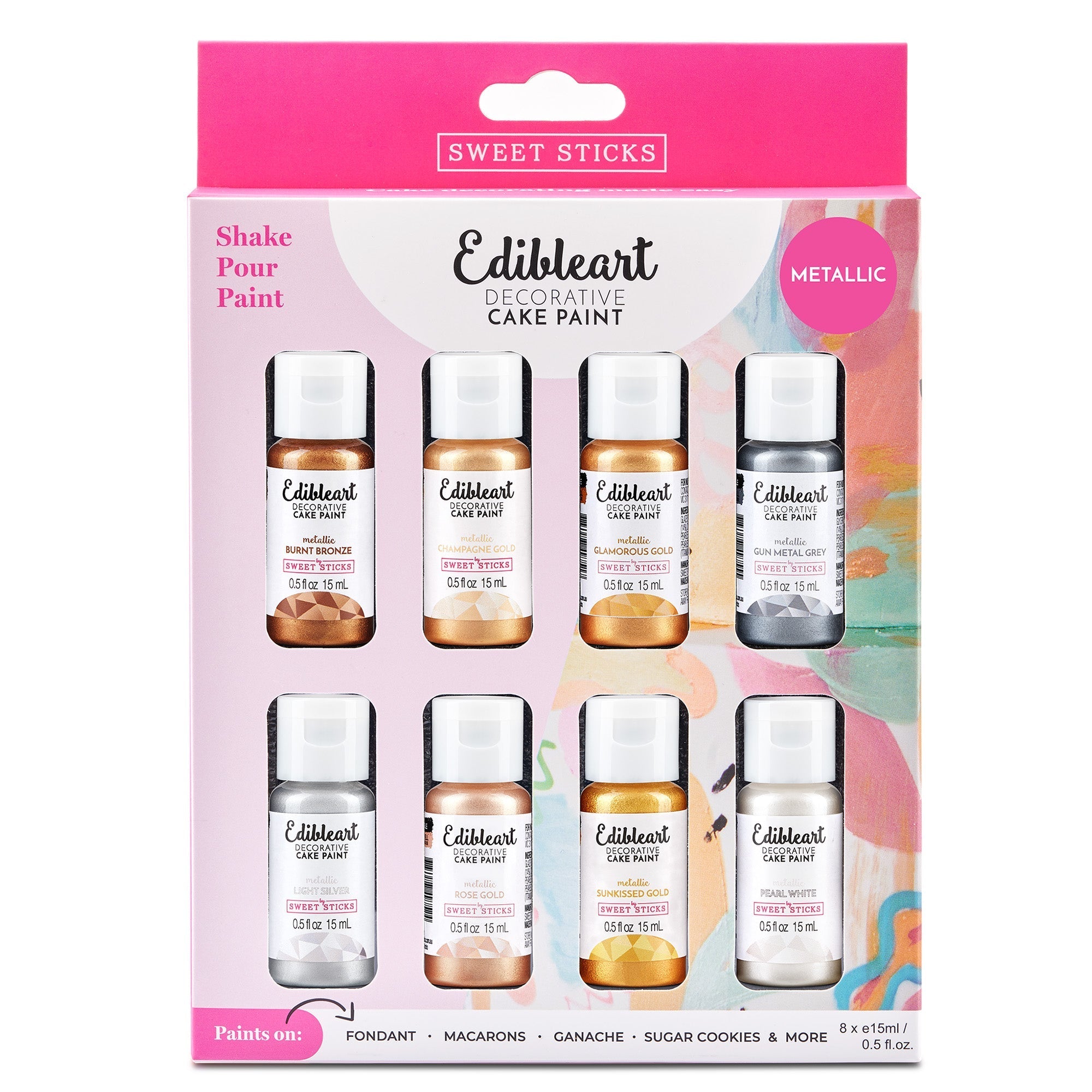 Edible Art Paint - Metallic Set - 8 pack