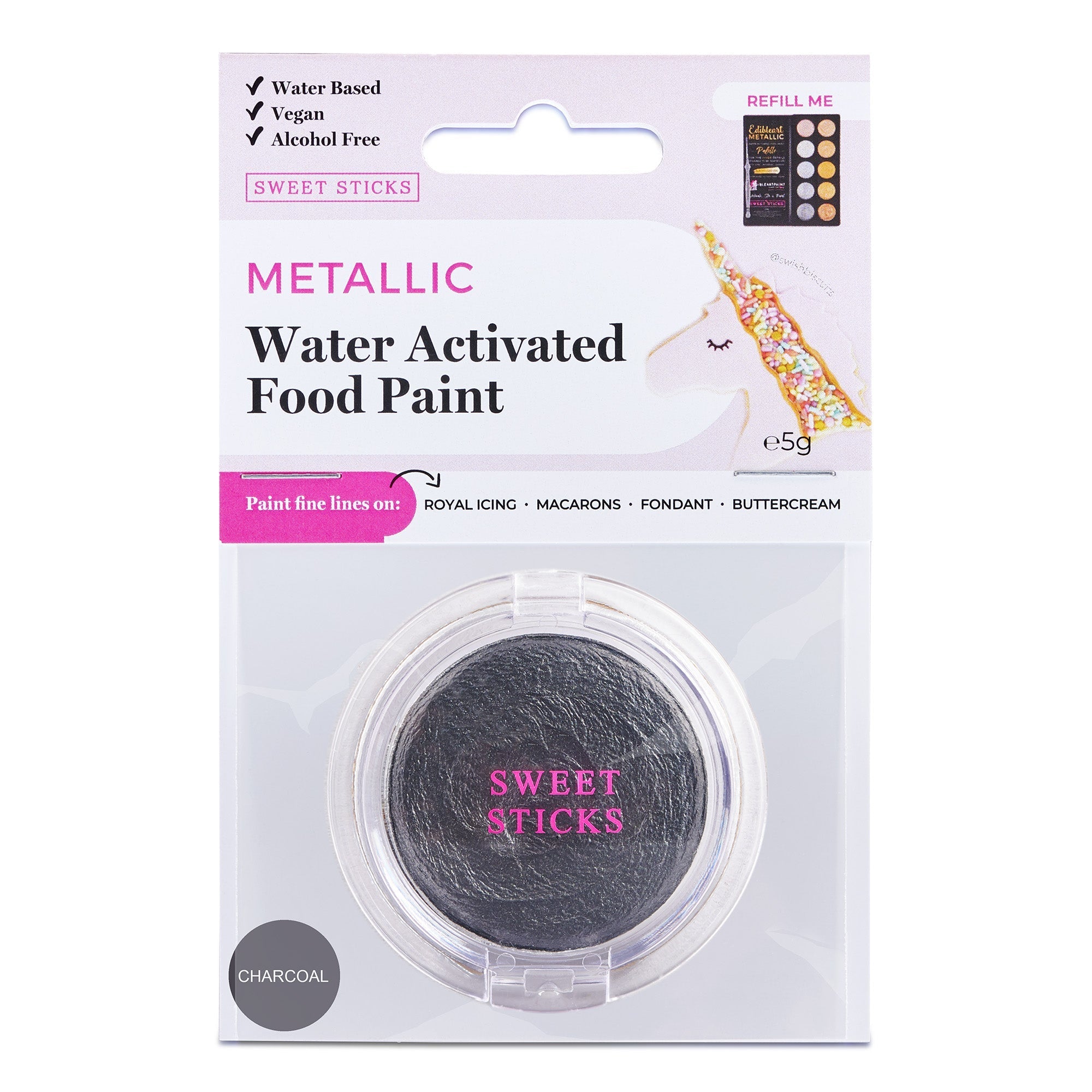 Water Activated Edible Paints - Charcoal