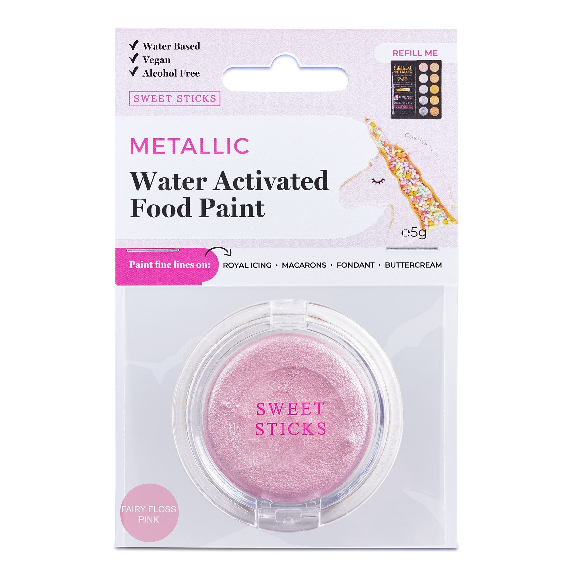 Water Activated Edible Paints - Sweet Sticks - Fairy Floss