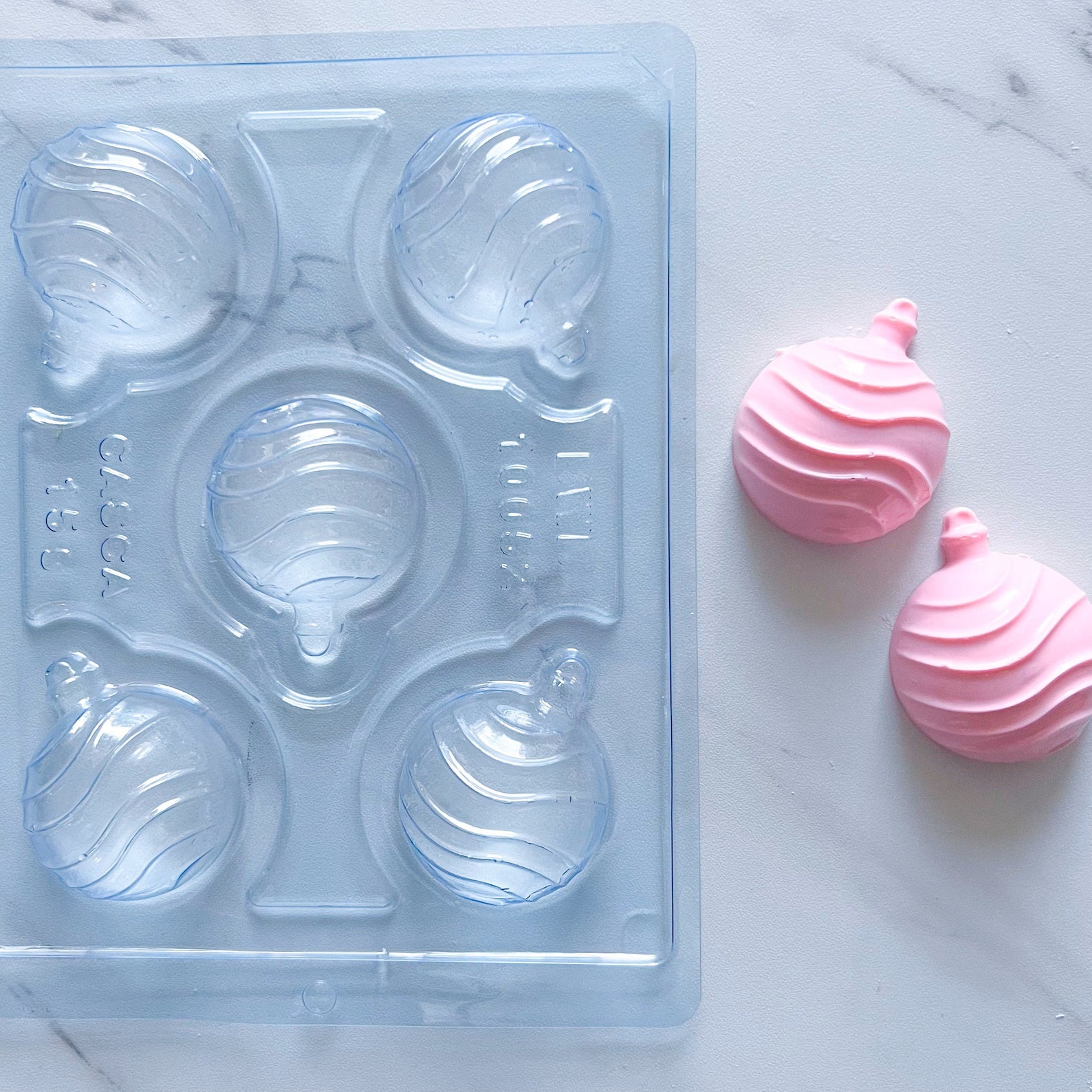 Striped Christmas Ball Bauble Chocolate mould