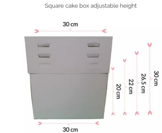 Adjustable Tall White Wedding Cake Box 12 x 12 x 8-12 Inches