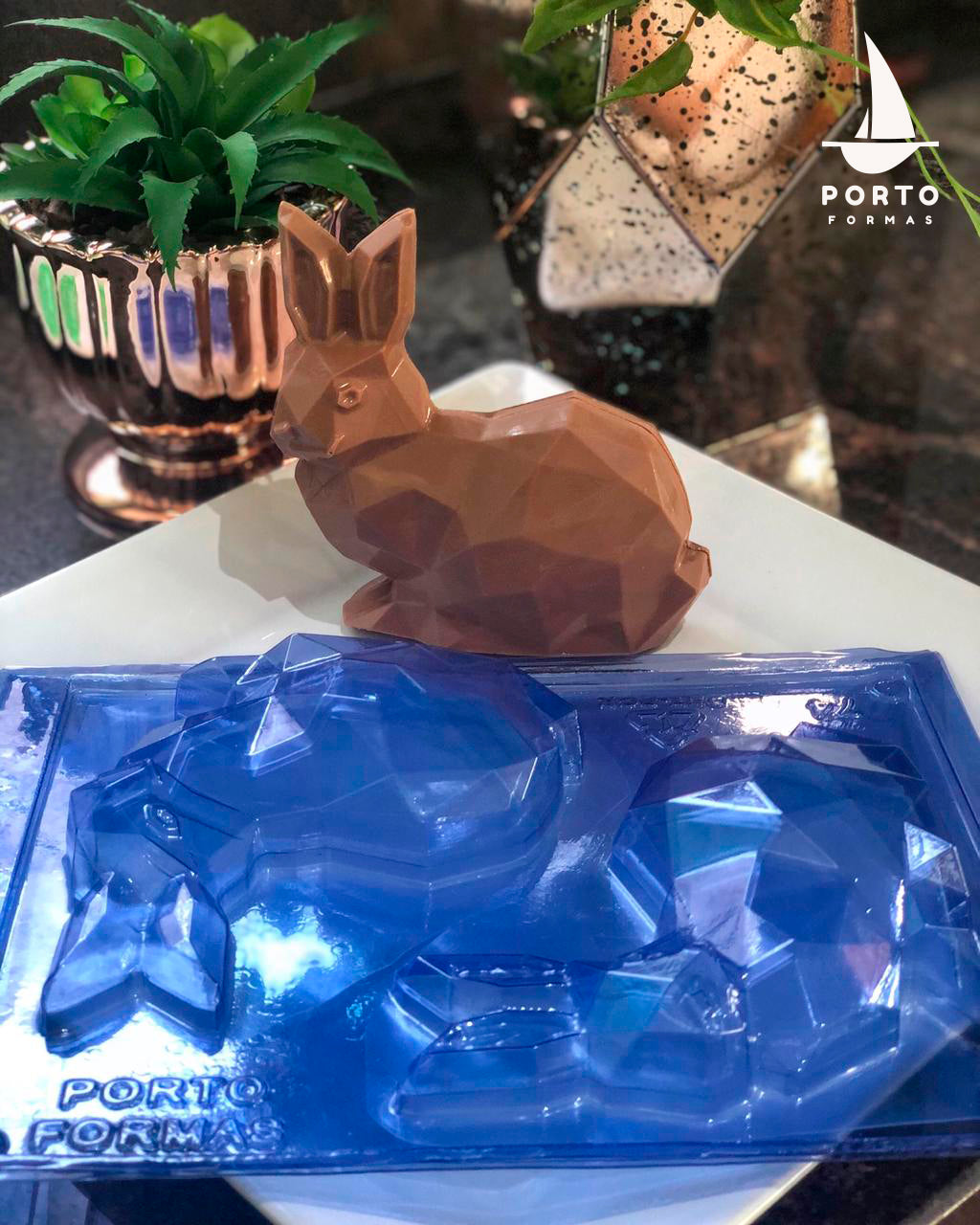 Geometric Diamond Rabbit Chocolate Mould