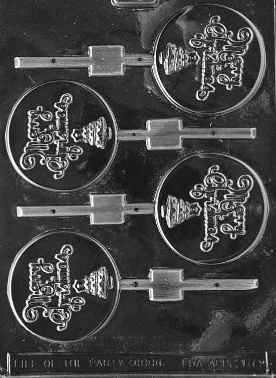 Merry Christmas Lollipop Chocolate Candy Mould