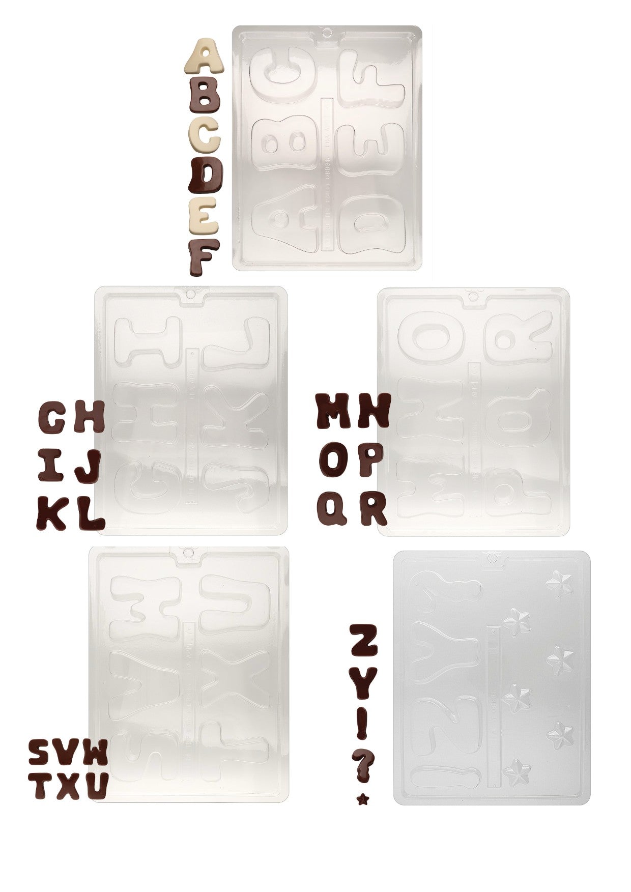 CHUNKY LETTERS  AND STARS CHOCOLATE MOULD