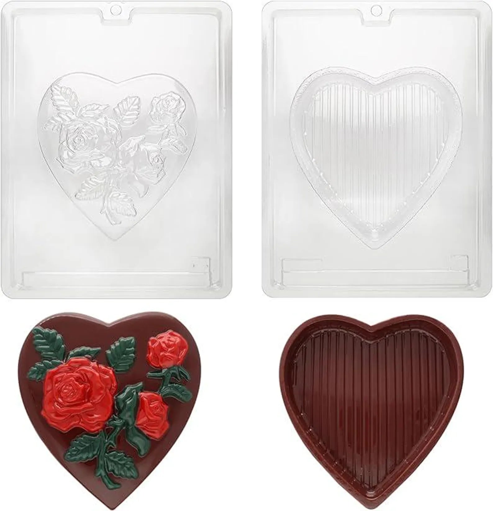 ROSE TOP LARGE HEART POUR BOX -Chocolate Box Mould