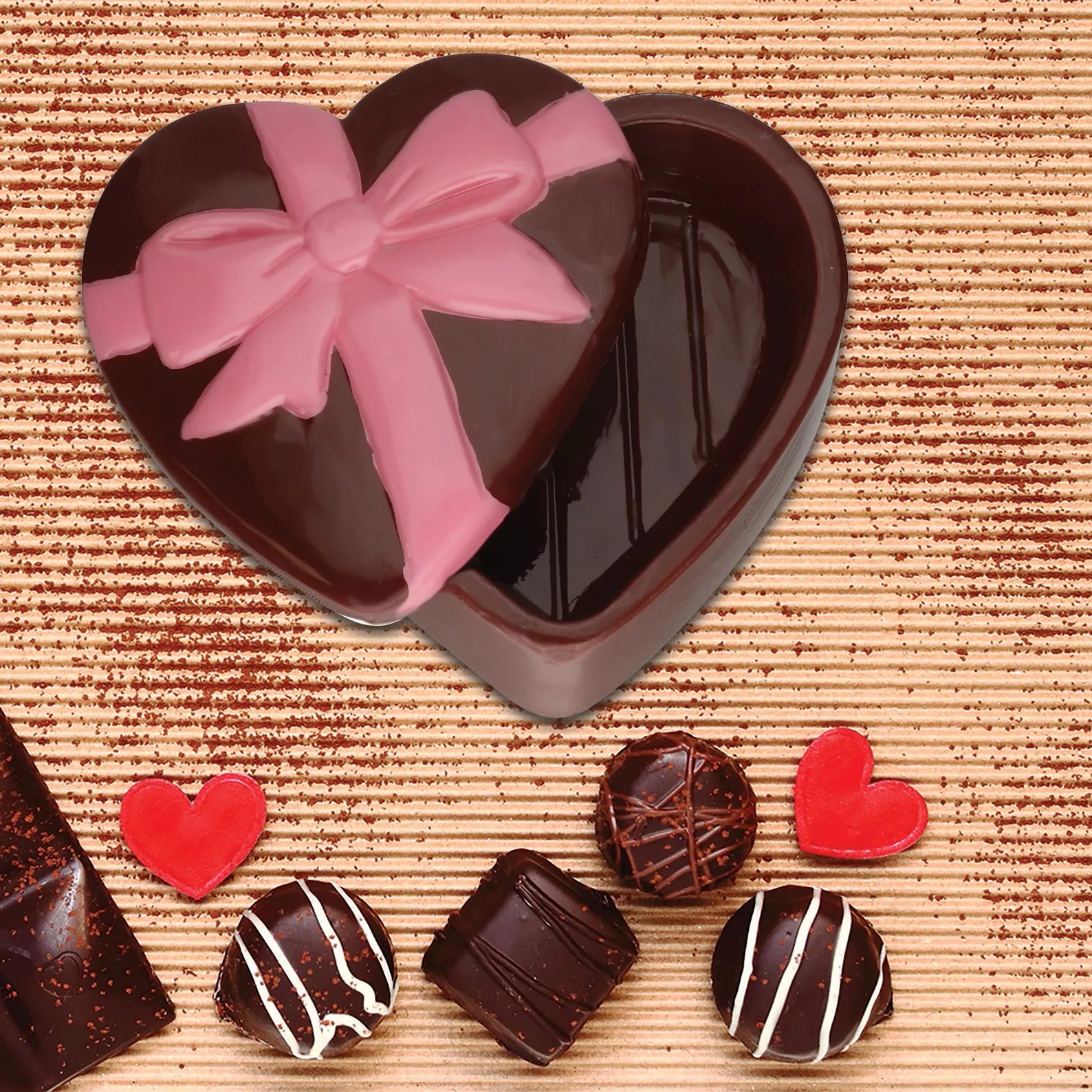 HEART POUR BOX WITH BOW CHOCOLATE MOULD