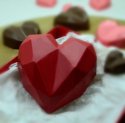 2 Cavity Diamond Heart Chocolate Mould