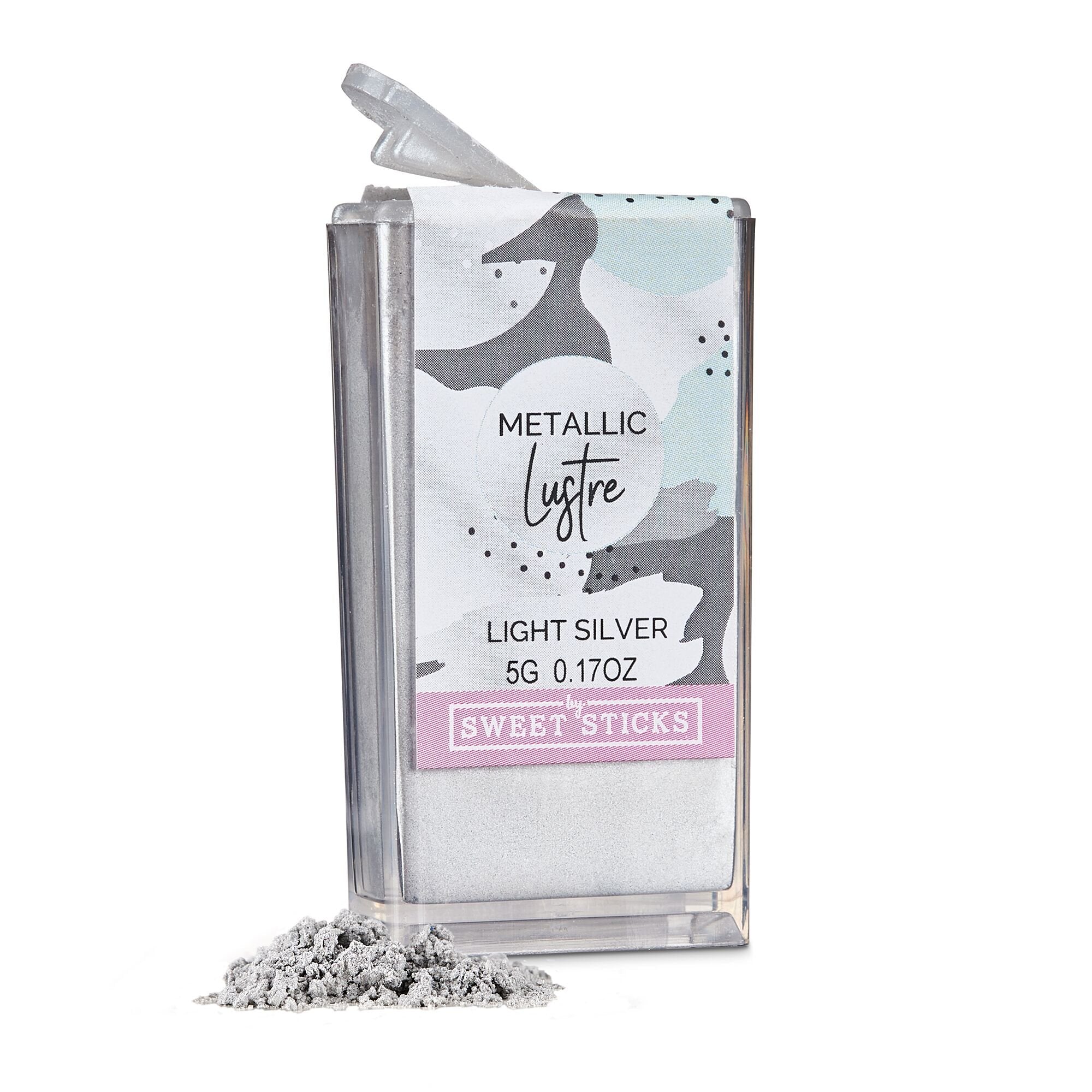 SWEETSTICKS 100% Edible Metallic Lustre Dust - 5g - Light Silver