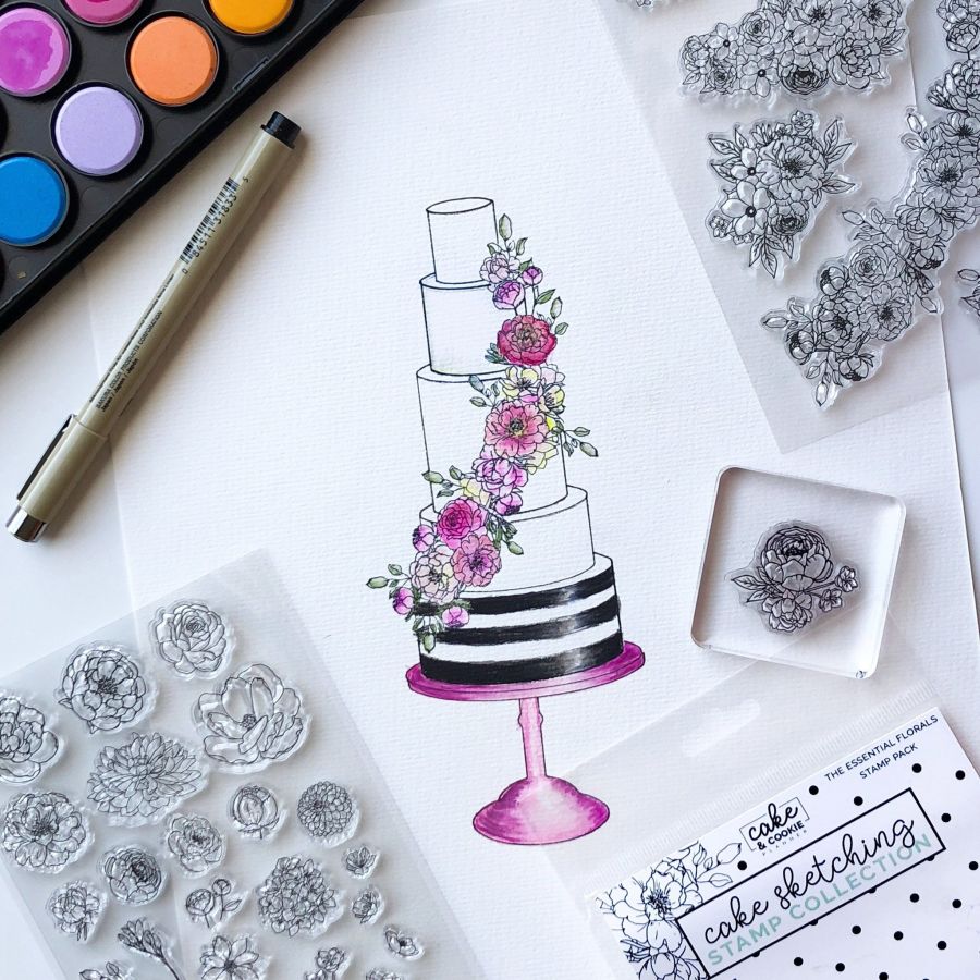 Floral Essentials Cake Sketching Stamps - Cake and Cookie Planner