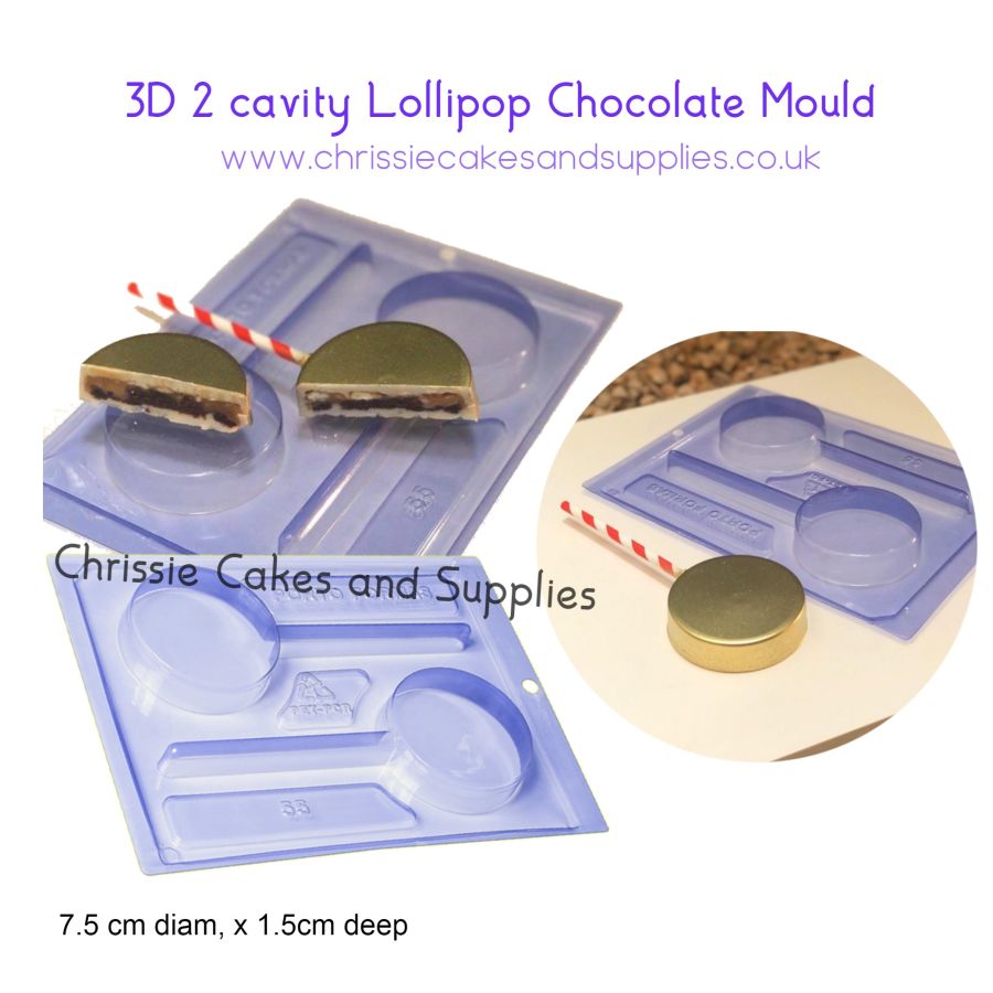 3D 2 cavity Lollipop Chocolate Mould