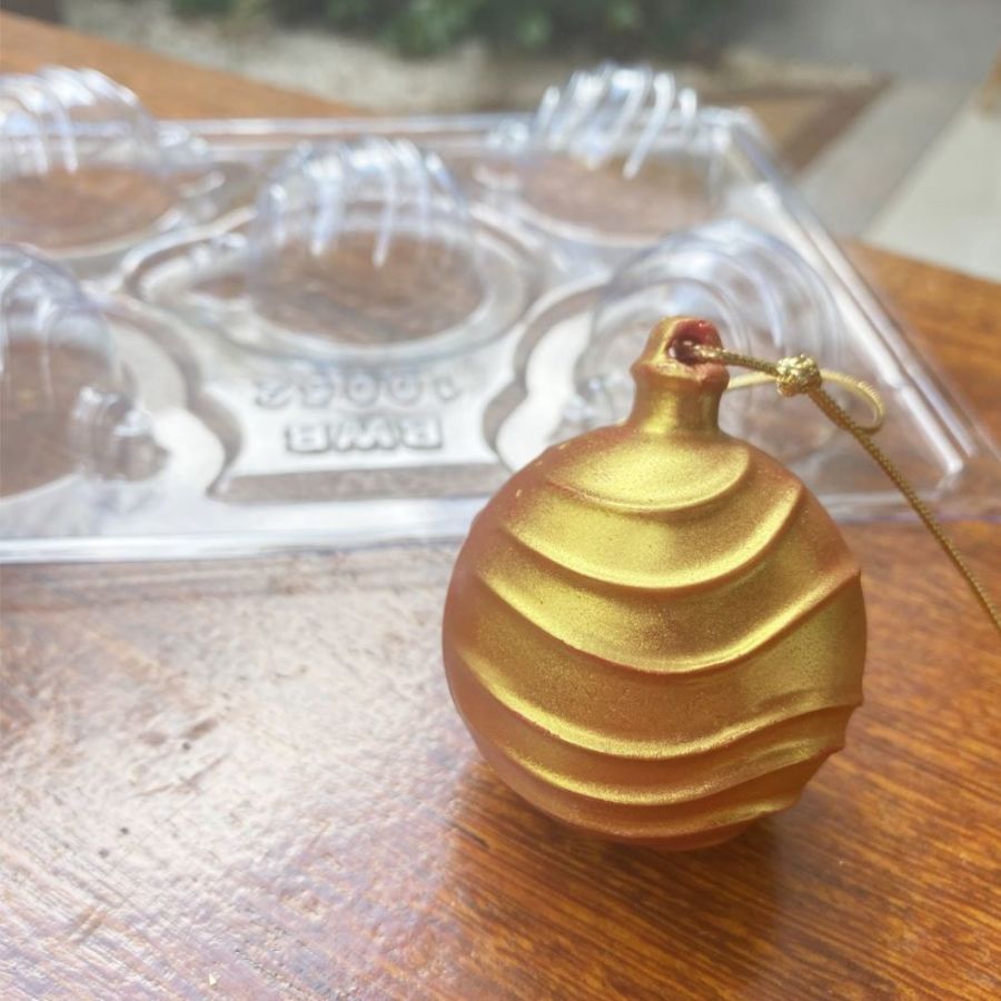 Striped Christmas Ball Bauble Chocolate mould