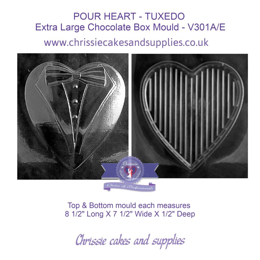 HEART POUR BOX - TUXEDO Extra Large Chocolate Box Mould