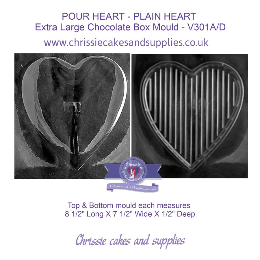 HEART POUR BOX - PLAIN HEART Extra Large Chocolate Box Mould
