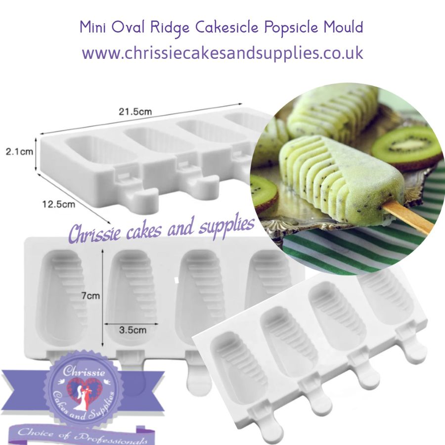 Mini Oval Ridge Cakesicle Popsicle Mould - 4 cavity