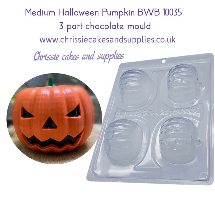 Medium Halloween Pumpkin 3 part chocolate Mould BWB 10035