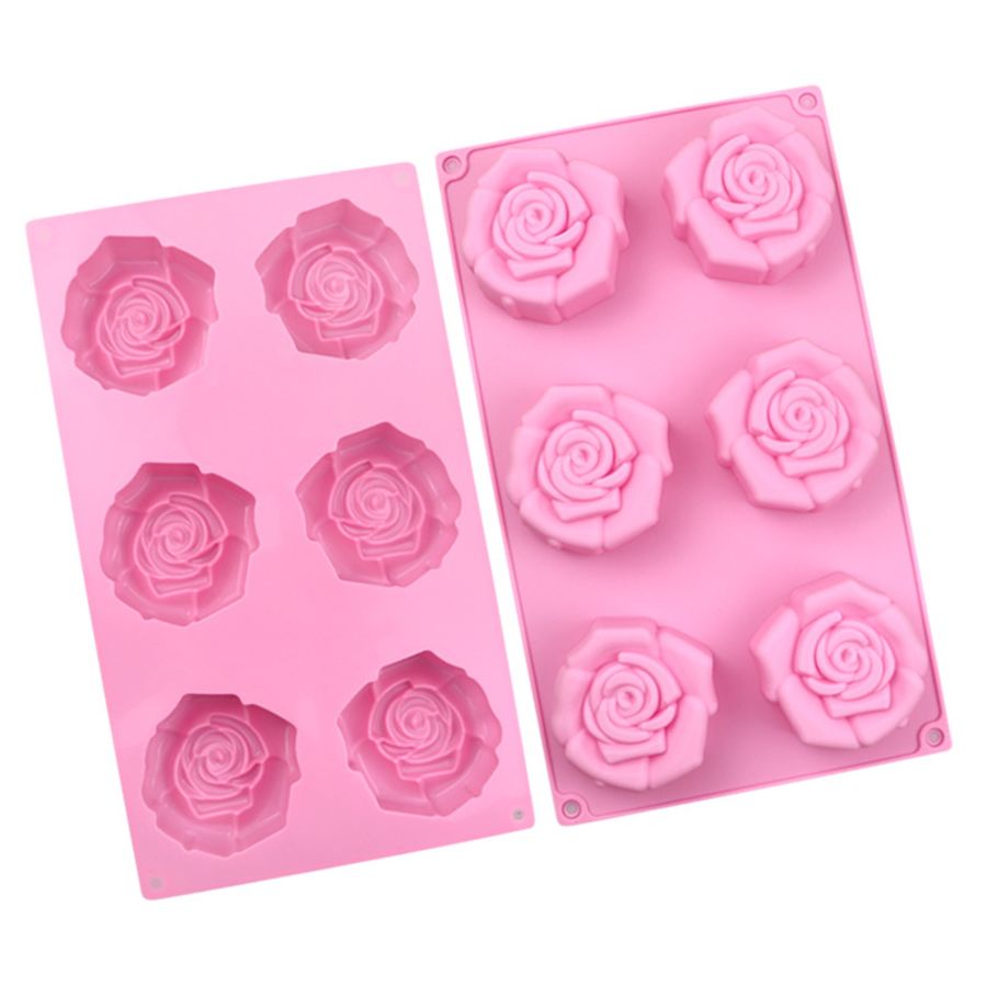 6 cavity rose shaped silicone mould