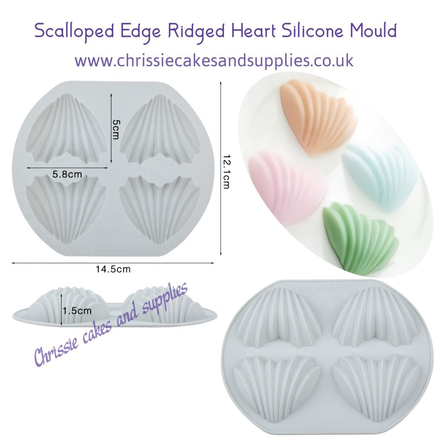 Scalloped Edge Ridged Heart silicone mould