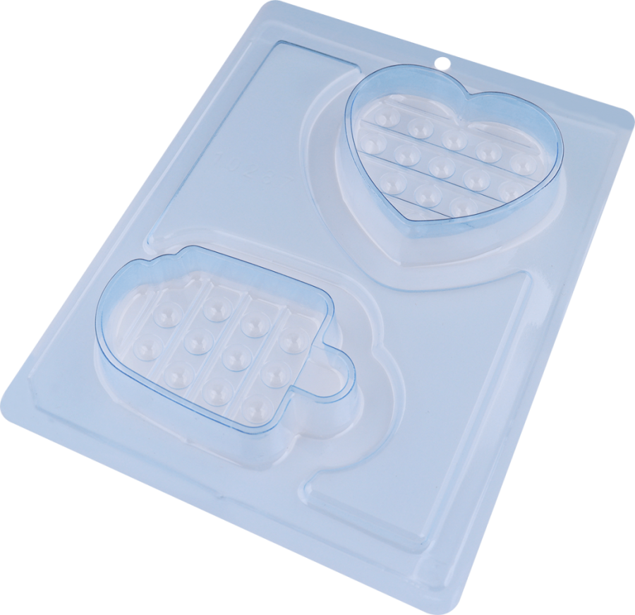 BWB 10287 - Pop It Ice Cream and Heart - 3 part chocolate mould