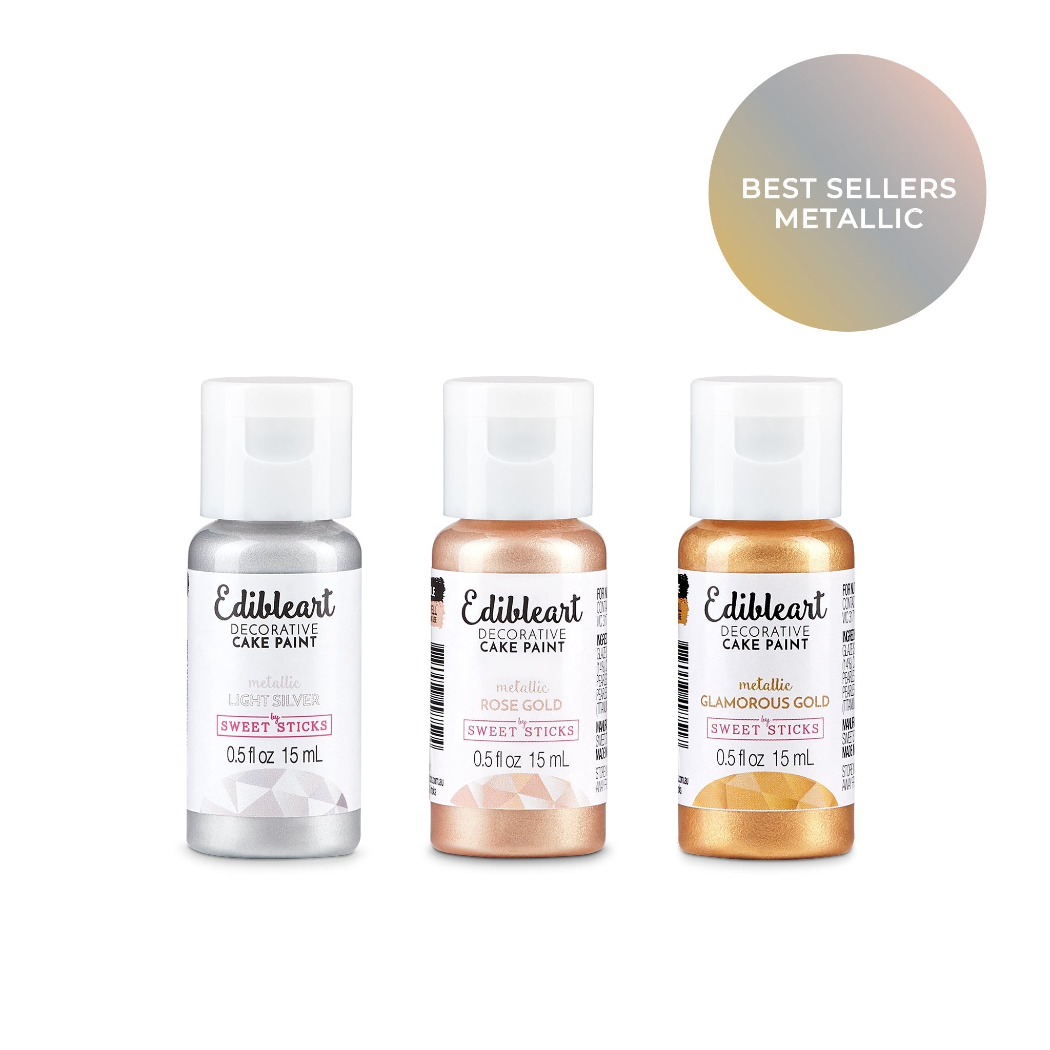 Edible Art Paint - BEST SELLERS METALLIC PACK - 3 pack