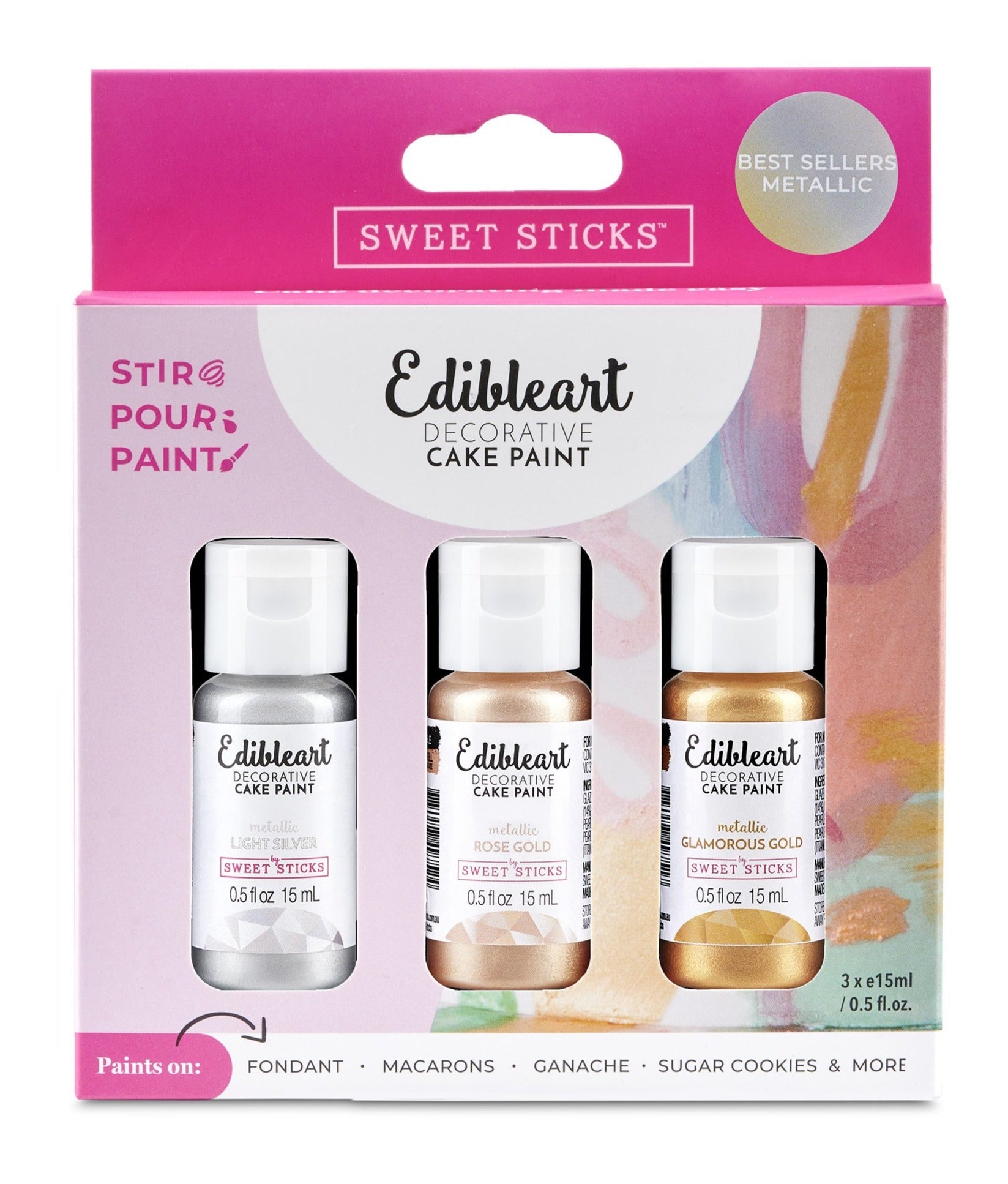 Edible Art Paint - BEST SELLERS METALLIC PACK - 3 pack