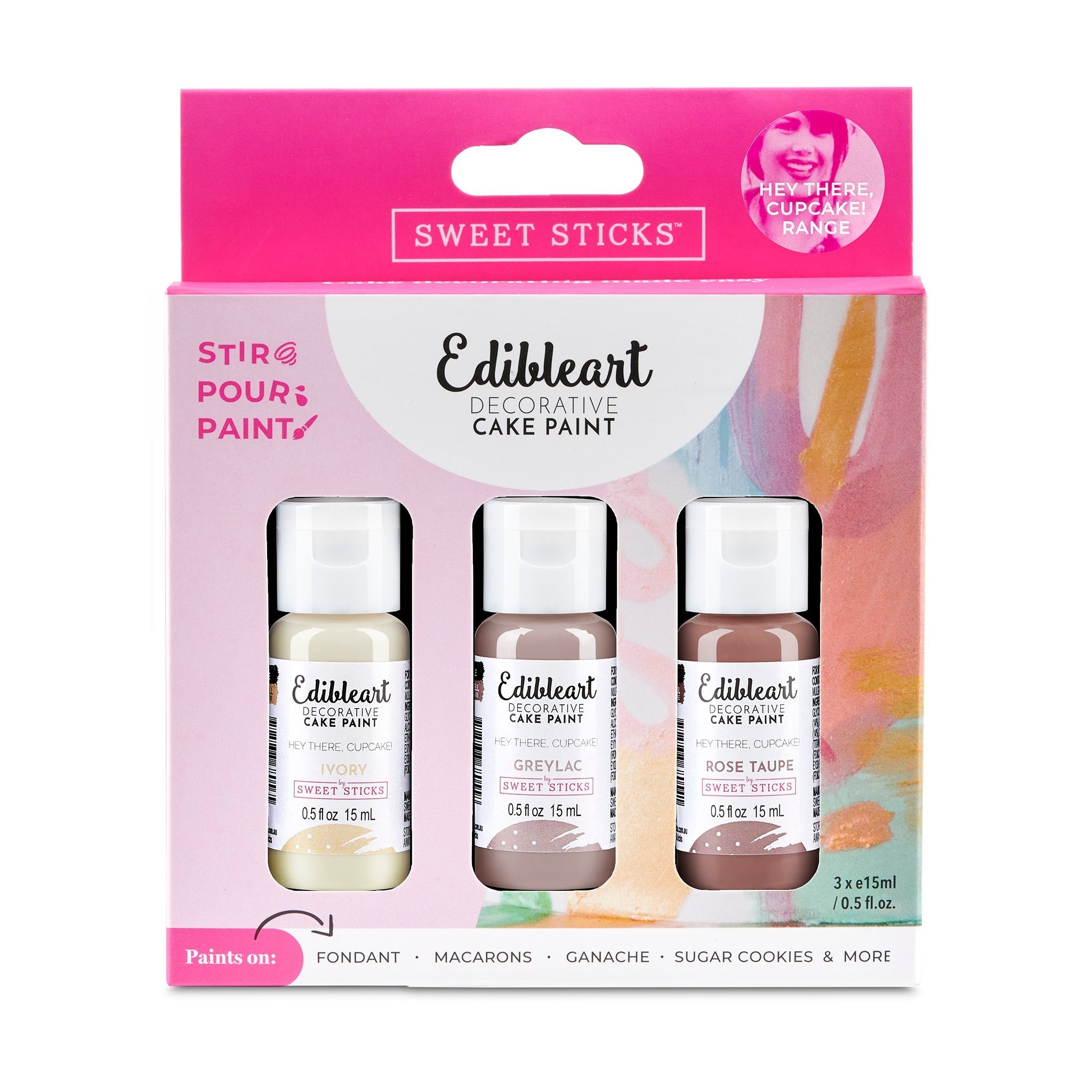Edible Art Paint - HEY THERE CUPCAKE  - 3 pack