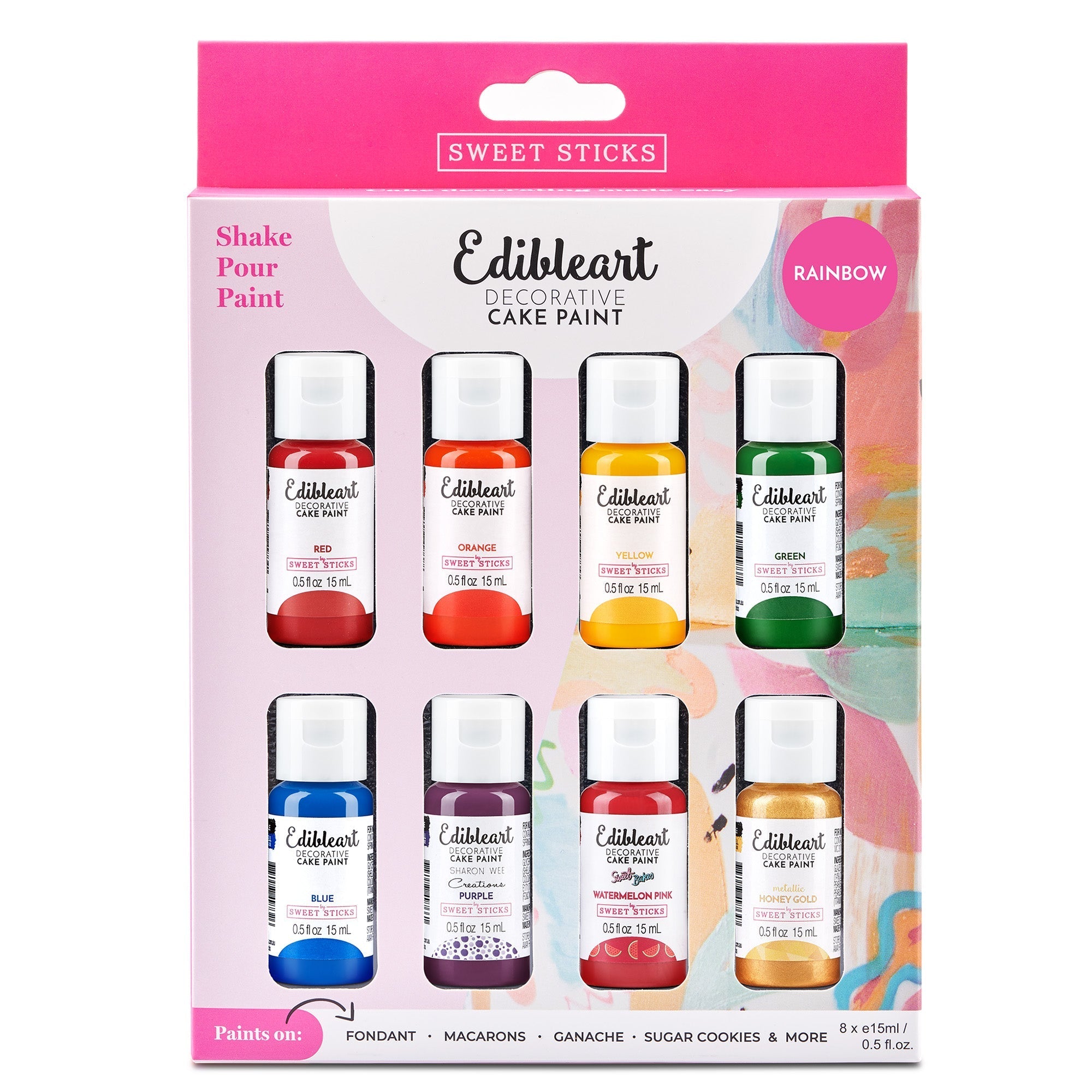 Edible Art Paint - Rainbow Set - 8 pack