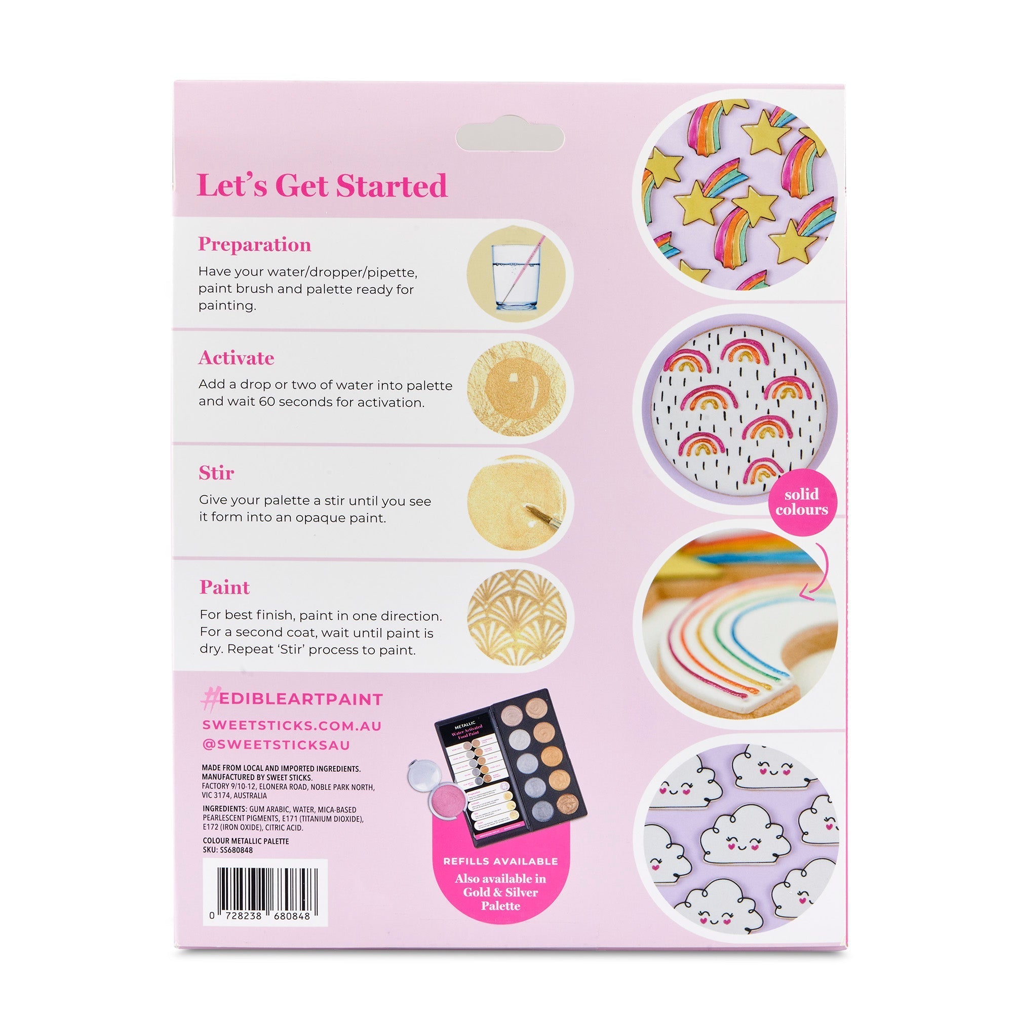 Water Activated Edible Paint Palette Refill